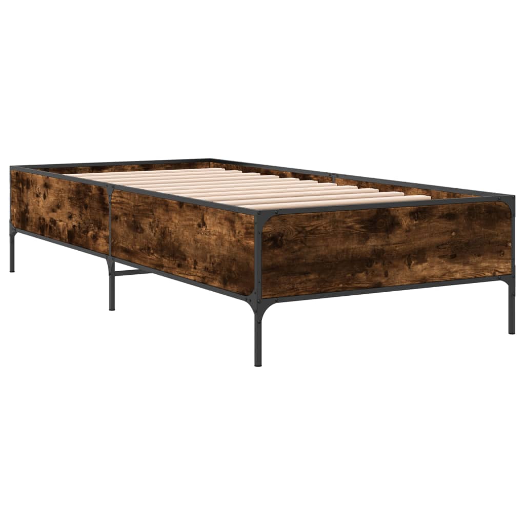 Sengeramme røkt eik 90x200 cm konstruert tre og metall