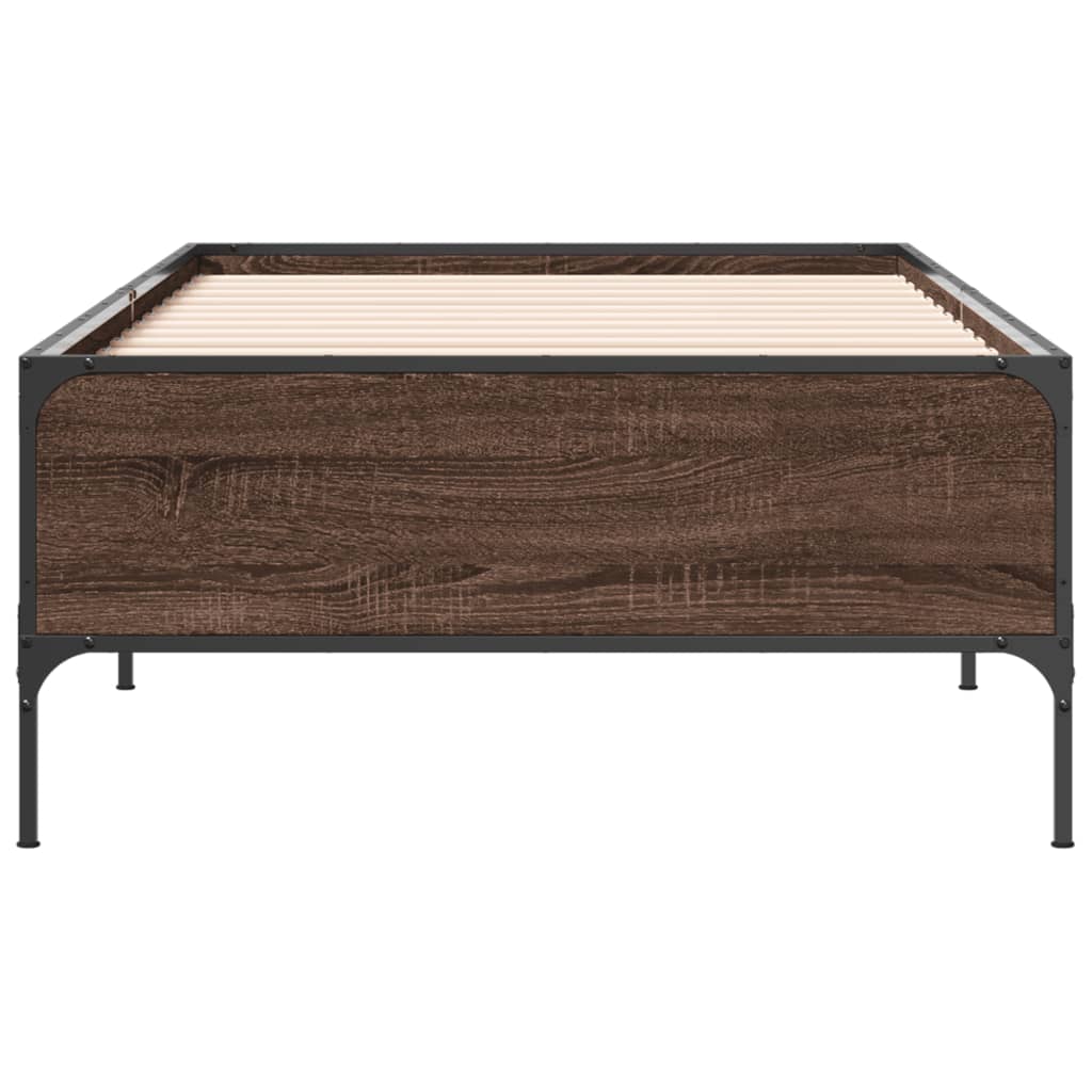 Sengeramme brun eik 90x200 cm konstruert tre og metall