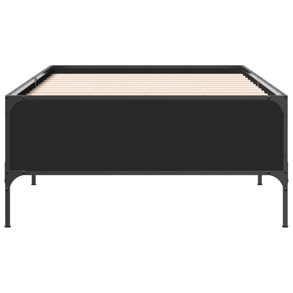 Sengeramme svart 90x190 cm konstruert tre og metall