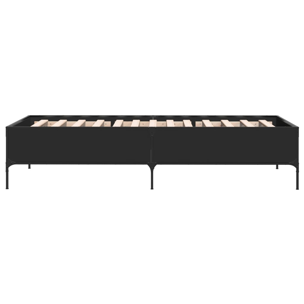 Sengeramme svart 90x190 cm konstruert tre og metall