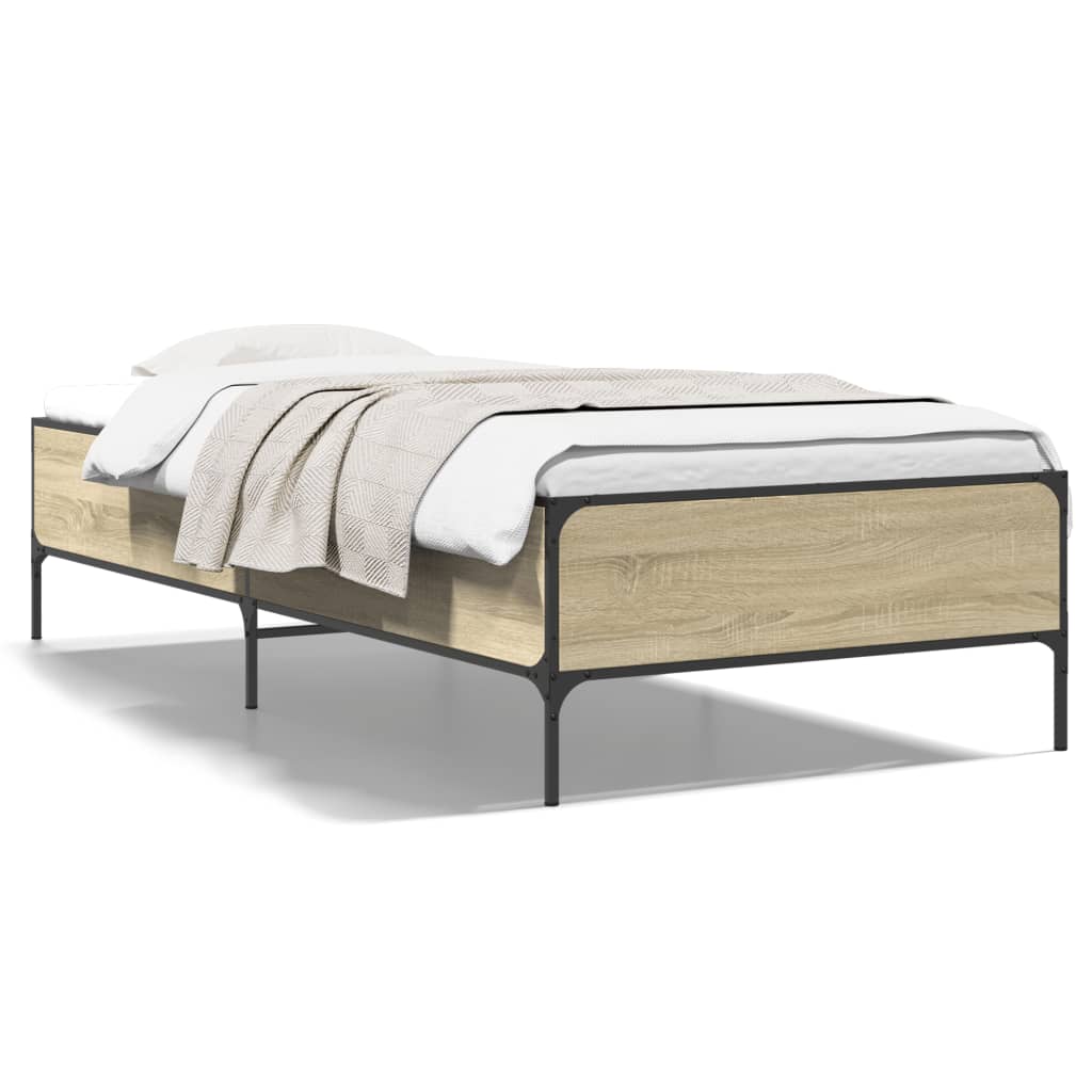 Sengeramme sonoma eik 90x190 cm konstruert tre og metall