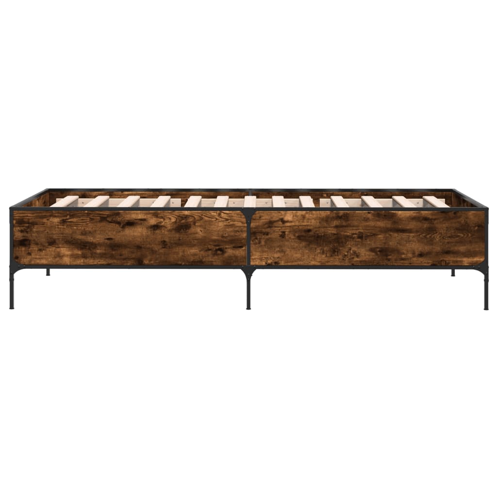 Sengeramme røkt eik 90x190 cm konstruert tre og metall