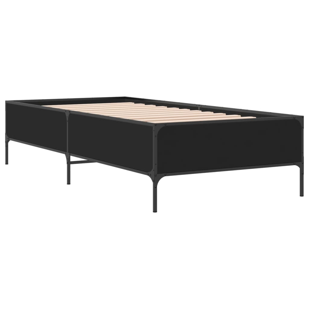 Sengeramme svart 75x190 cm konstruert tre og metall