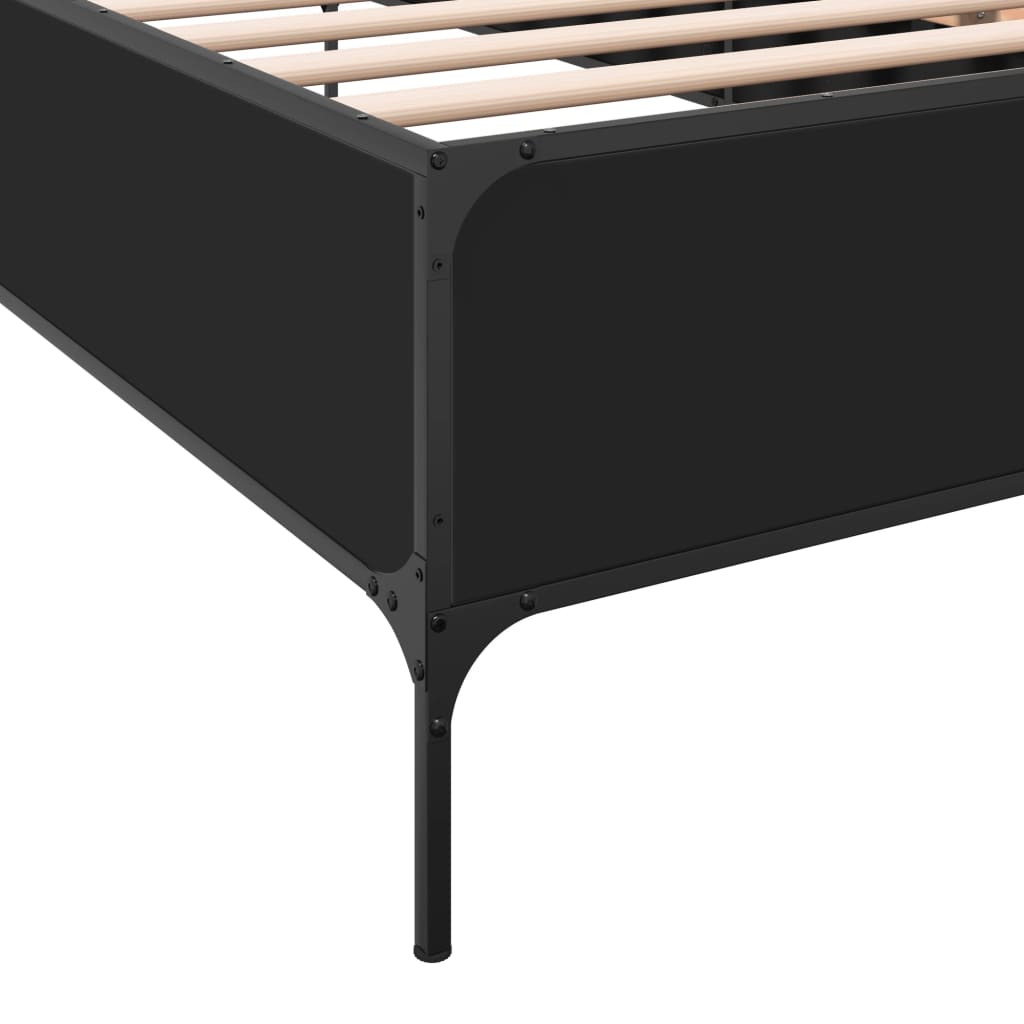 Sengeramme svart 75x190 cm konstruert tre og metall