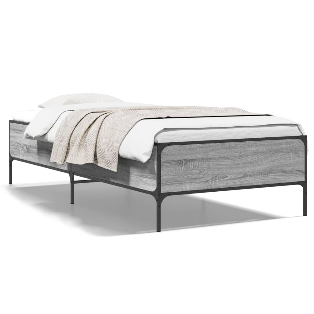 Sengeramme grå sonoma 75x190 cm konstruert tre og metall