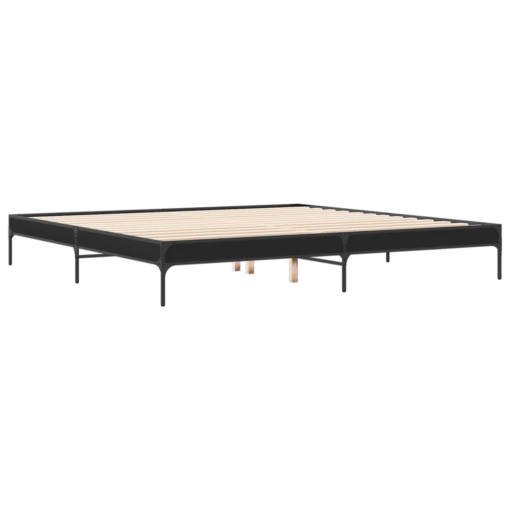 Sengeramme svart 200x200 cm konstruert tre og metall