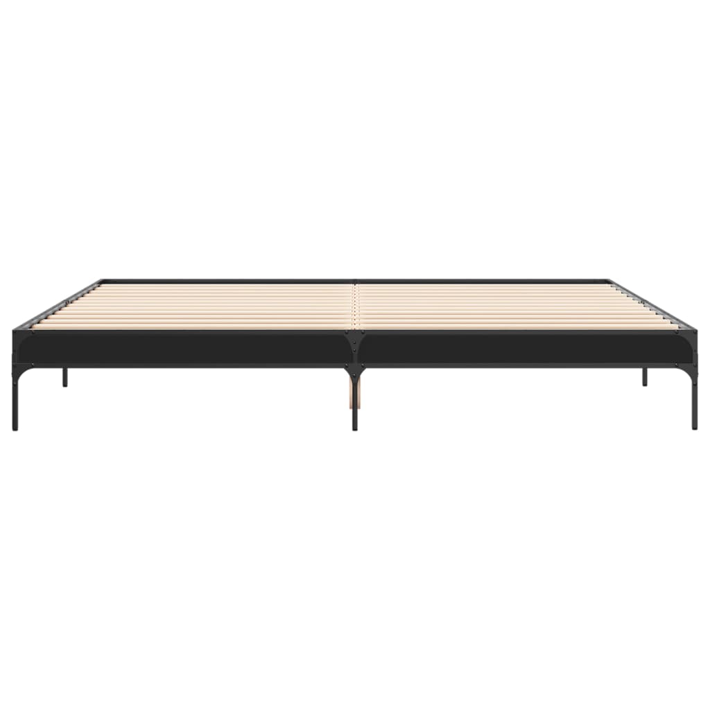 Sengeramme svart 200x200 cm konstruert tre og metall