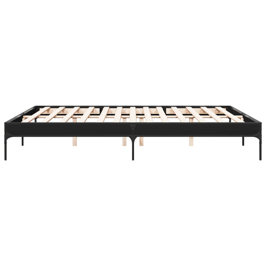 Sengeramme svart 200x200 cm konstruert tre og metall