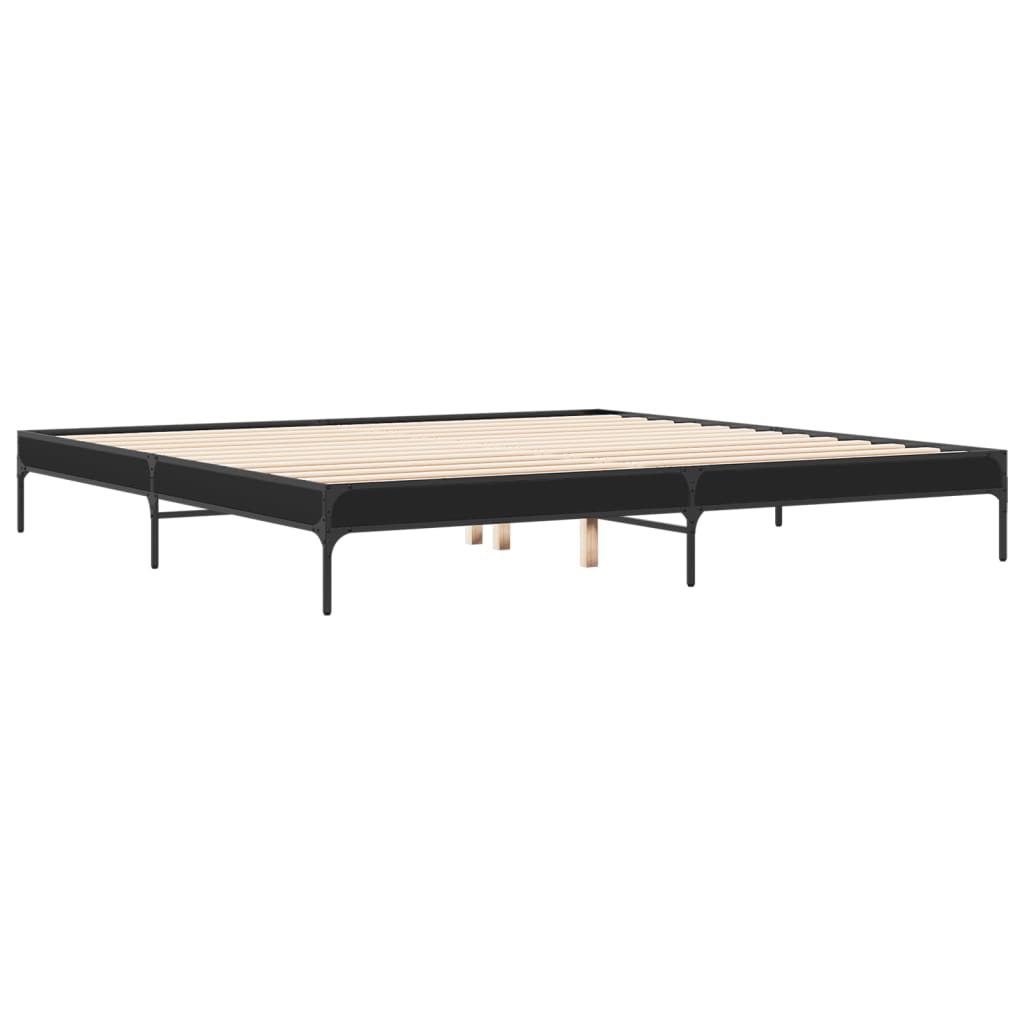 Sengeramme svart 200x200 cm konstruert tre og metall