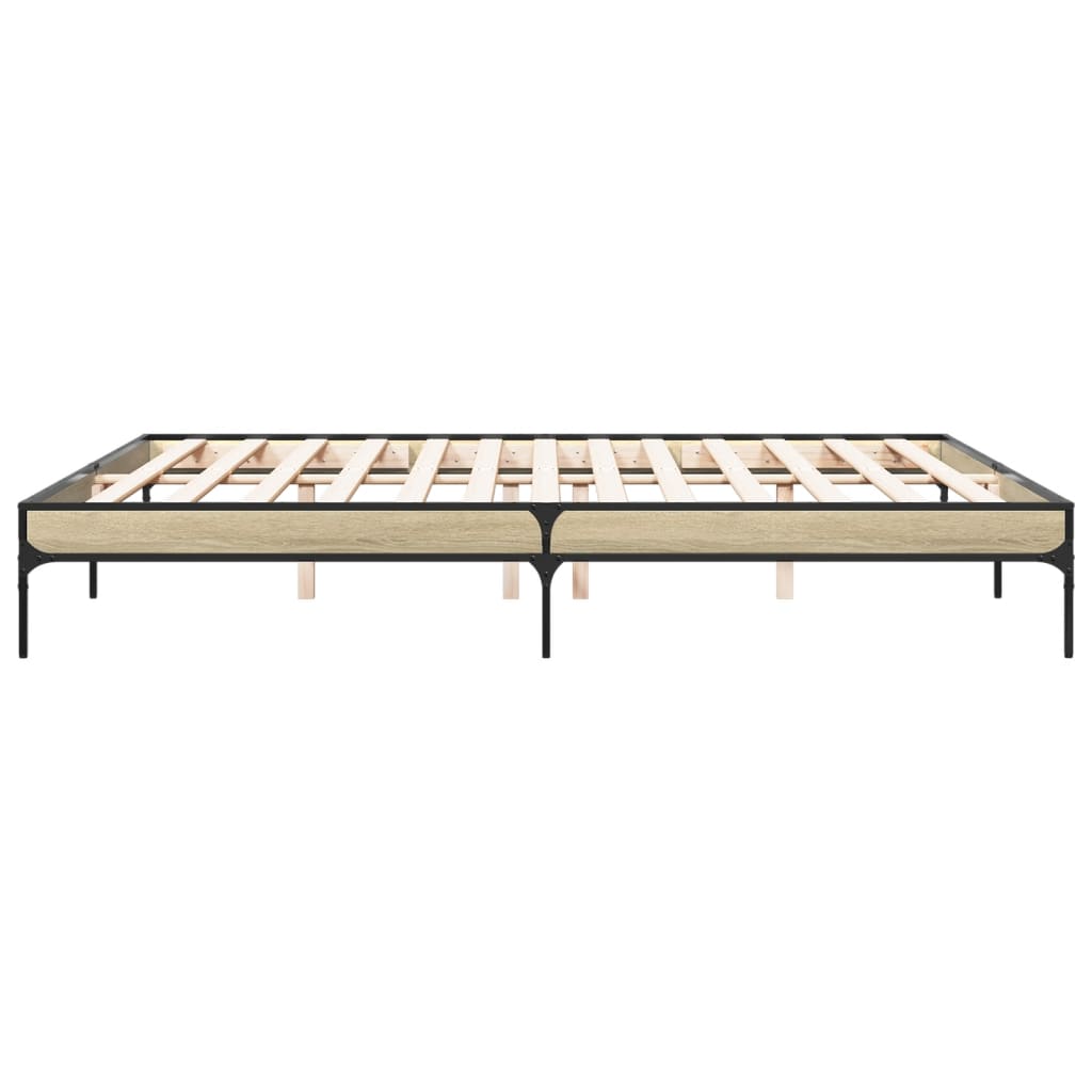 Sengeramme sonoma eik 200x200 cm konstruert tre og metall