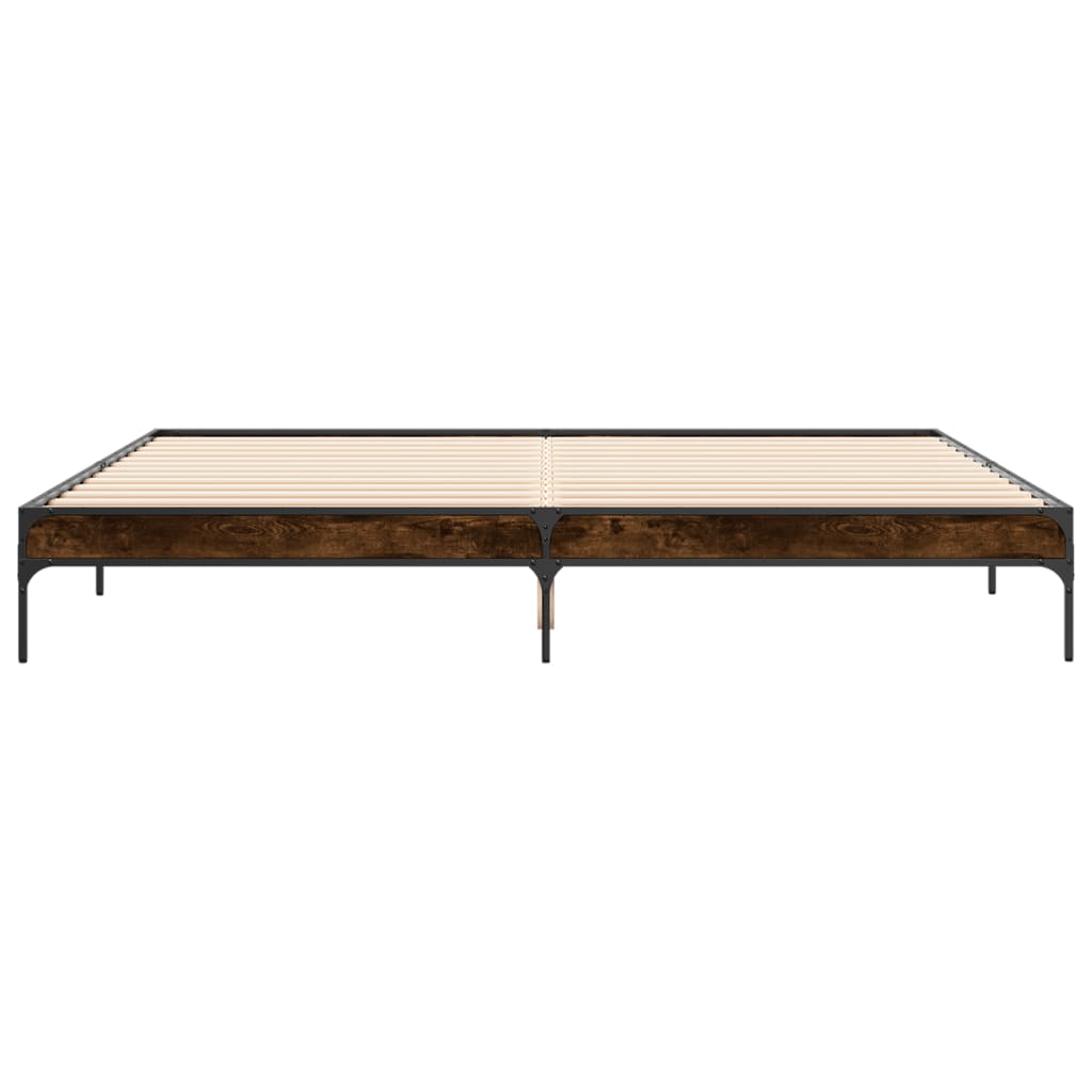 Sengeramme røkt eik 200x200 cm konstruert tre og metall