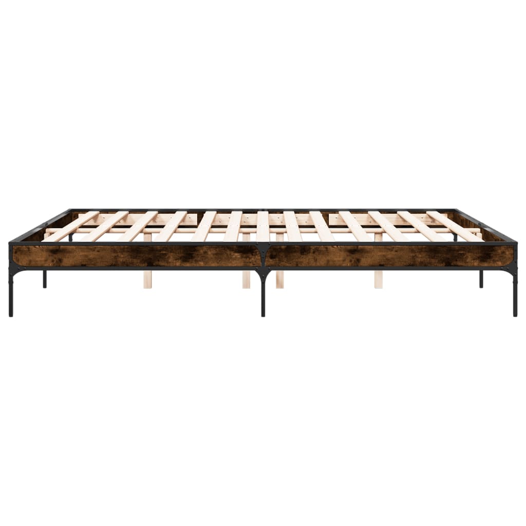 Sengeramme røkt eik 200x200 cm konstruert tre og metall