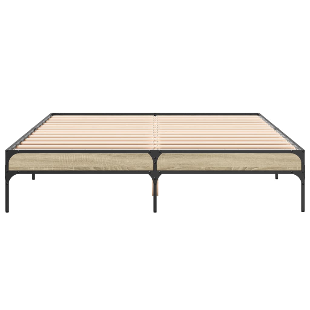 Sengeramme sonoma eik 160x200 cm konstruert tre og metall
