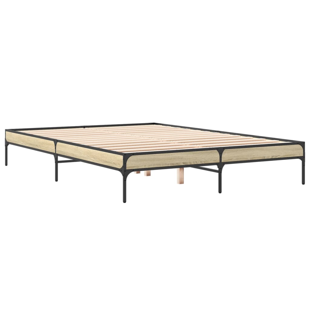 Sengeramme sonoma eik 160x200 cm konstruert tre og metall