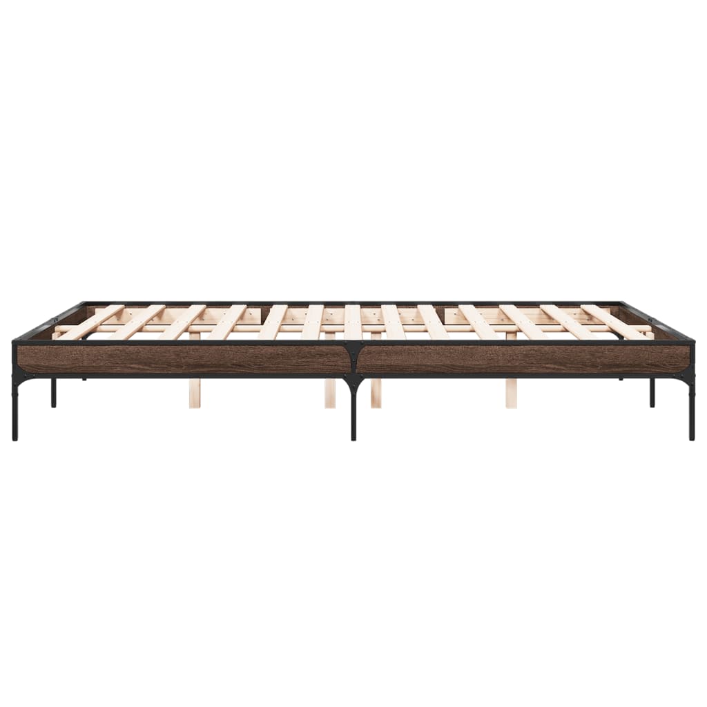 Sengeramme brun eik 160x200 cm konstruert tre og metall