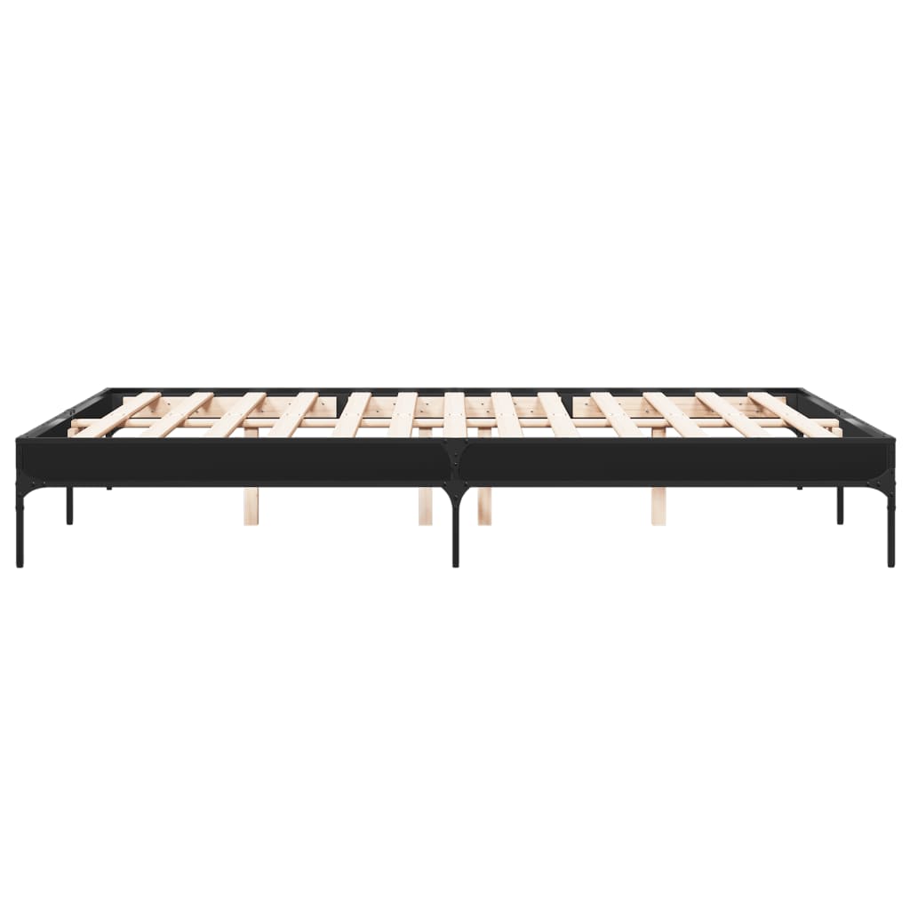 Sengeramme svart 140x200 cm konstruert tre og metall