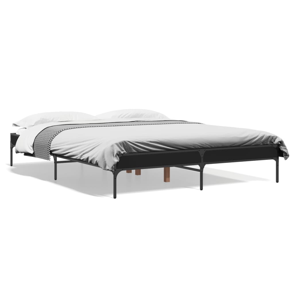 Sengeramme svart 140x200 cm konstruert tre og metall