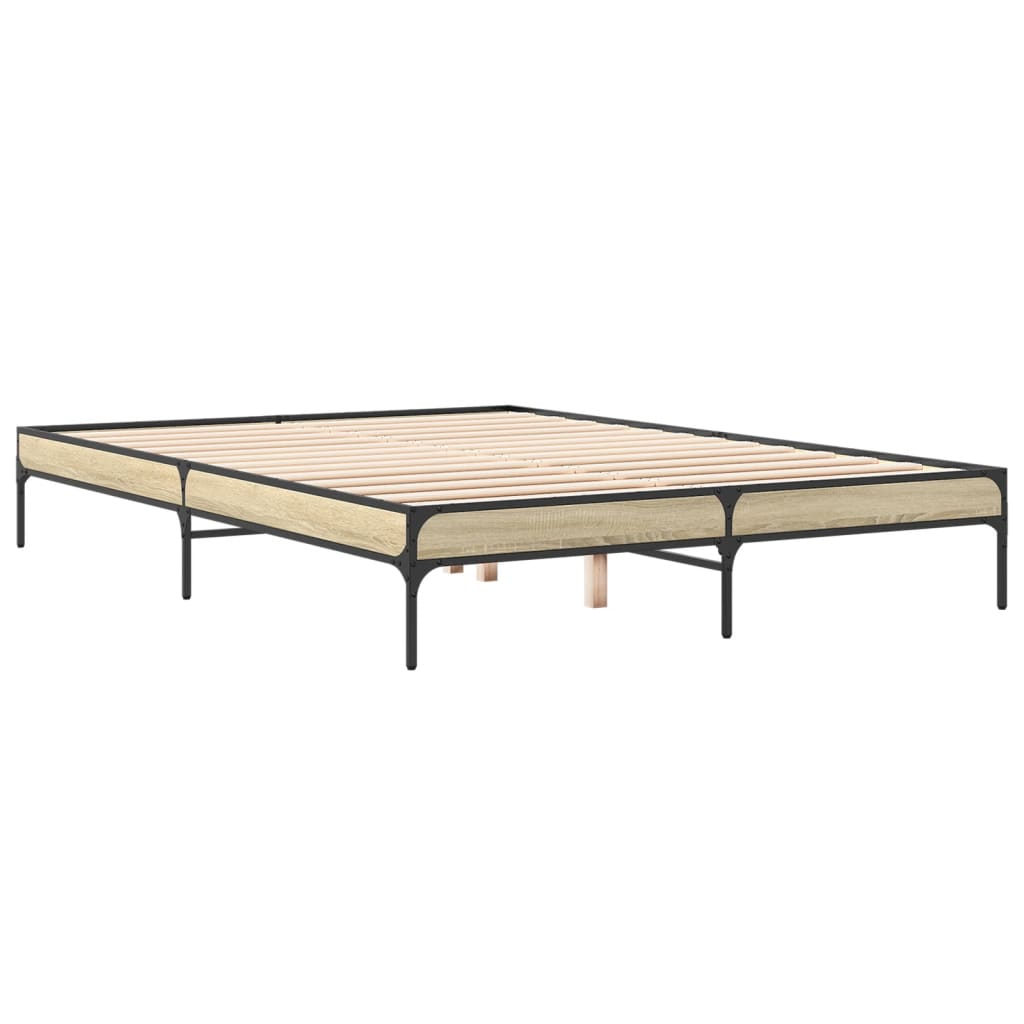 Sengeramme sonoma eik 140x200 cm konstruert tre og metall