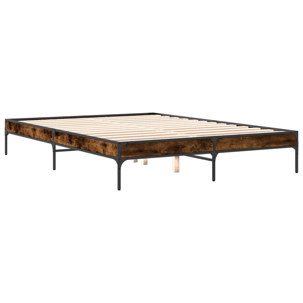 Sengeramme røkt eik 140x200 cm konstruert tre og metall