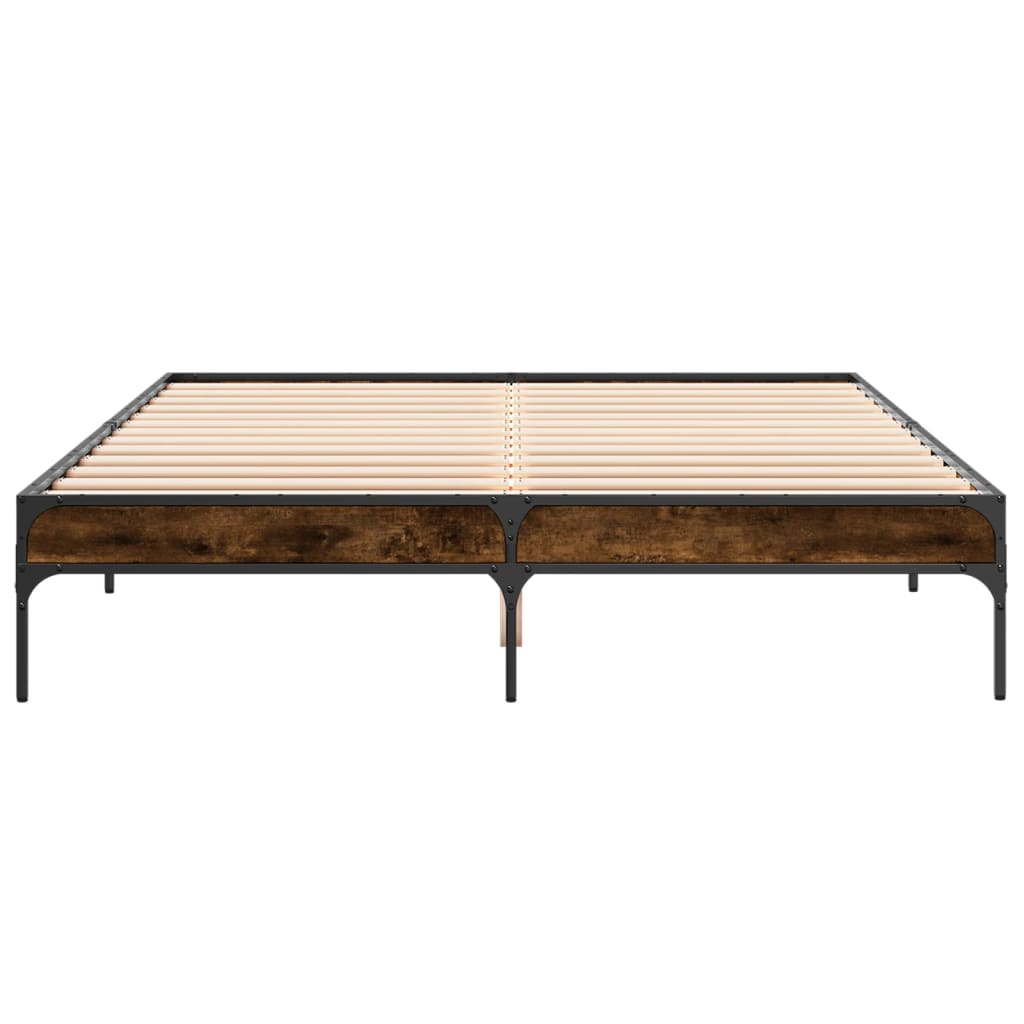 Sengeramme røkt eik 140x200 cm konstruert tre og metall