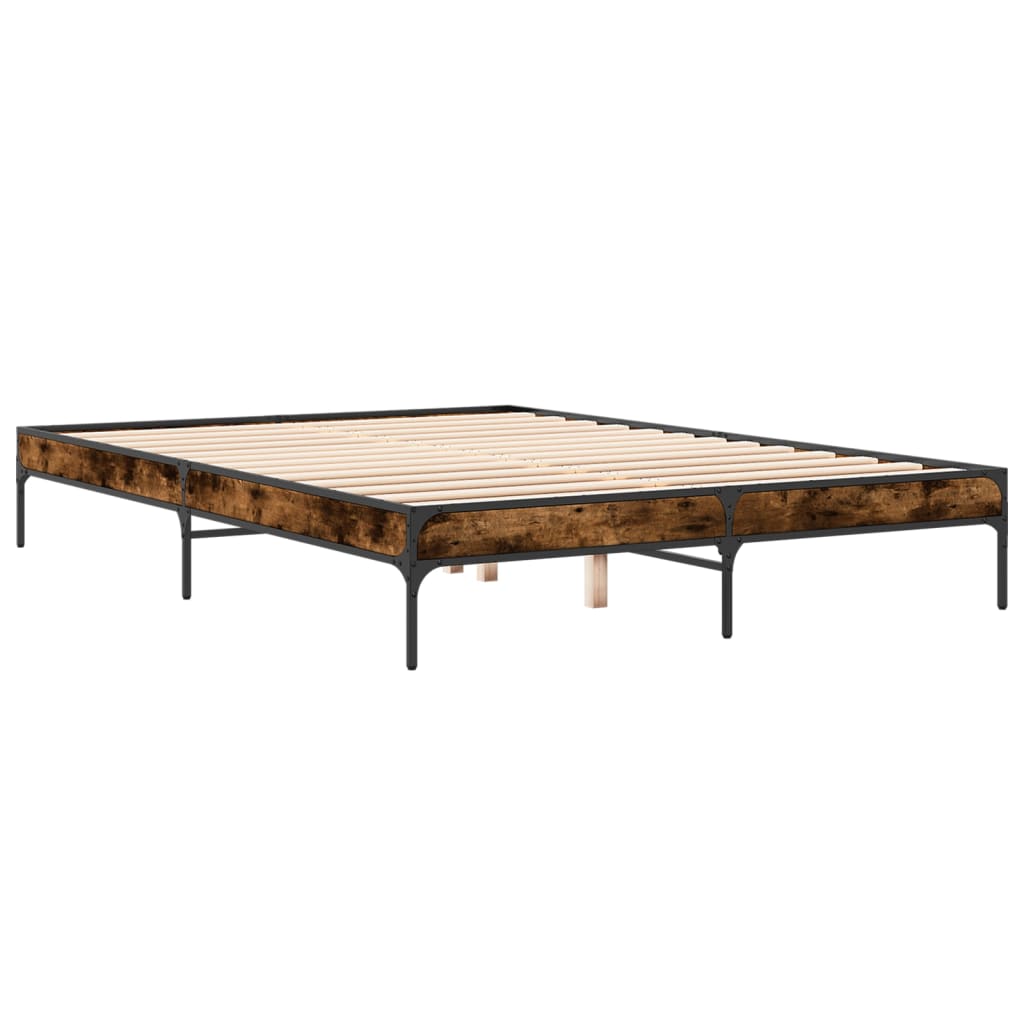 Sengeramme røkt eik 140x200 cm konstruert tre og metall