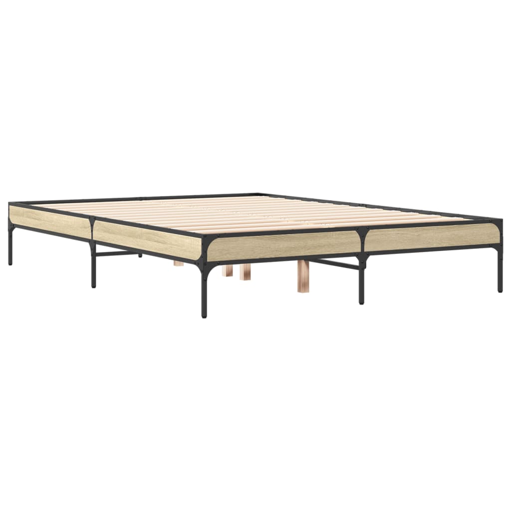 Sengeramme sonoma eik 120x200 cm konstruert tre og metall