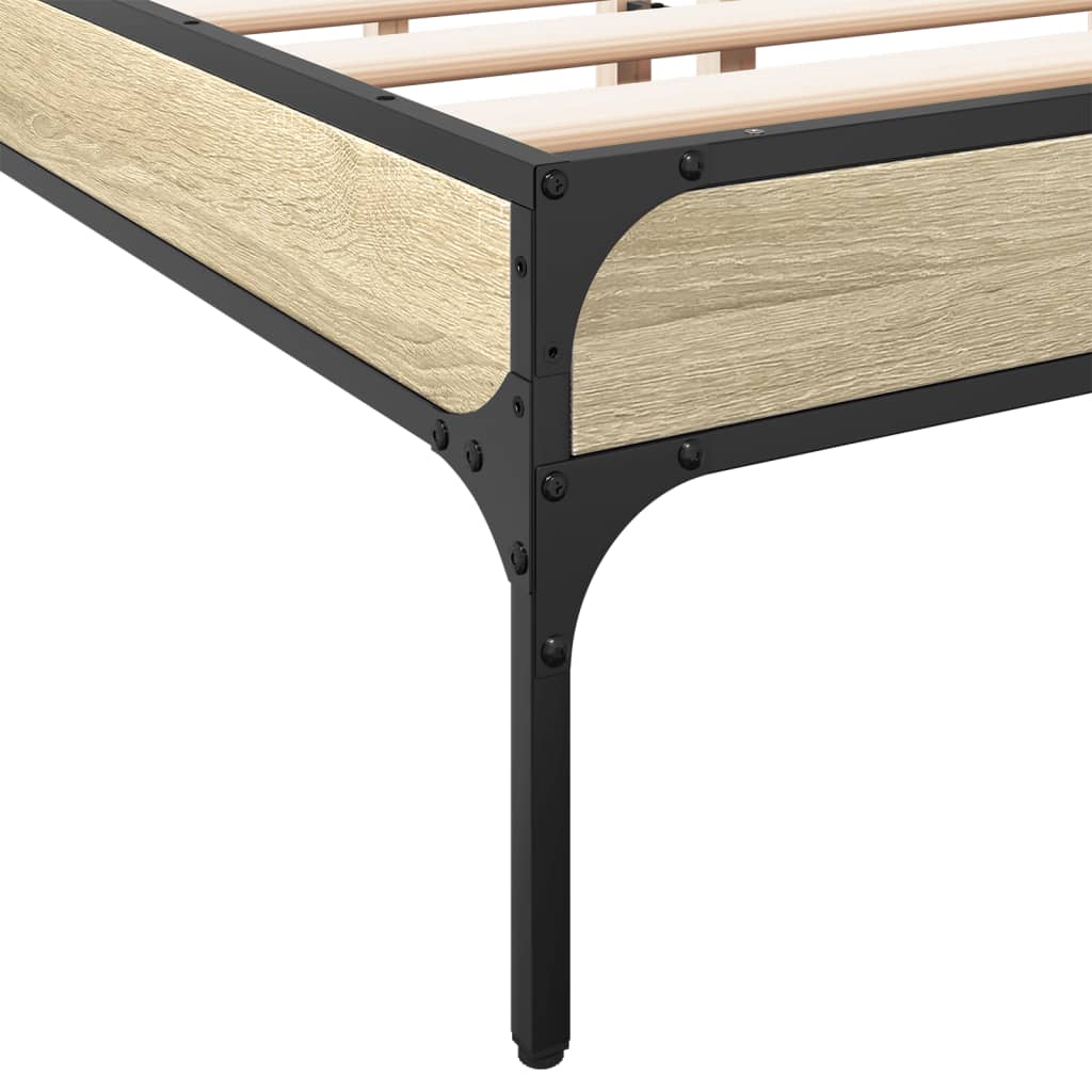 Sengeramme sonoma eik 120x200 cm konstruert tre og metall