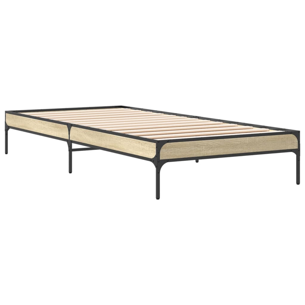 Sengeramme sonoma eik 100x200 cm konstruert tre og metall