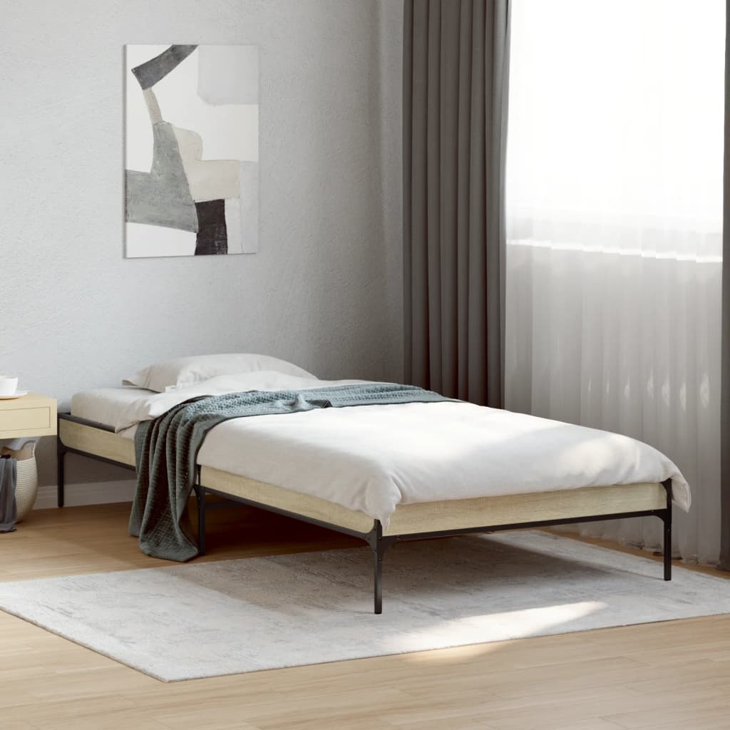 Sengeramme sonoma eik 100x200 cm konstruert tre og metall