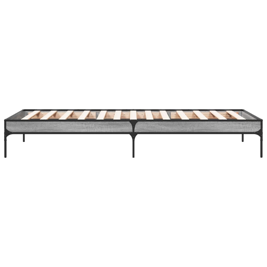 Sengeramme grå sonoma 100x200 cm konstruert tre og metall