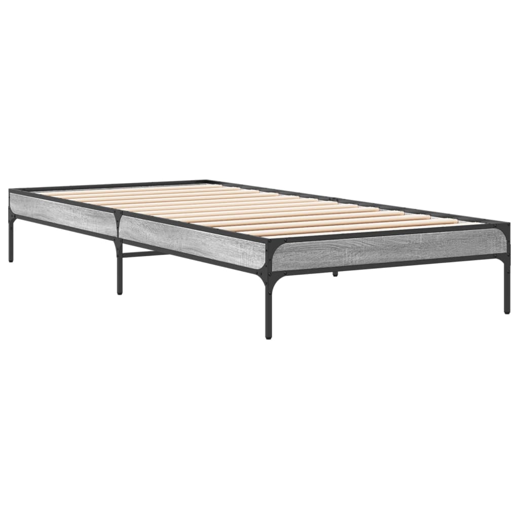Sengeramme grå sonoma 100x200 cm konstruert tre og metall