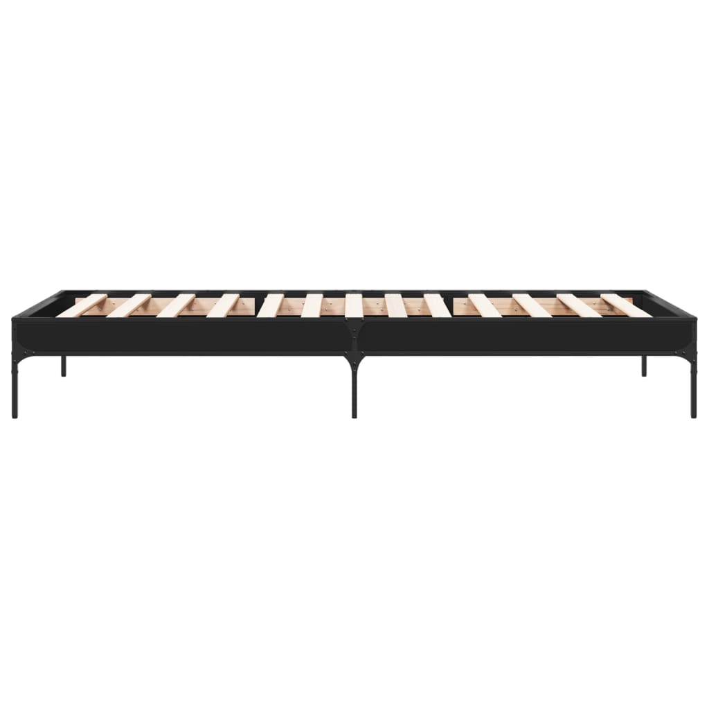 Sengeramme svart 90x200 cm konstruert tre og metall