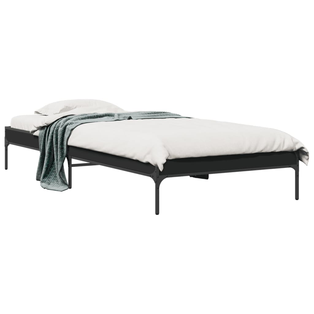 Sengeramme svart 90x200 cm konstruert tre og metall