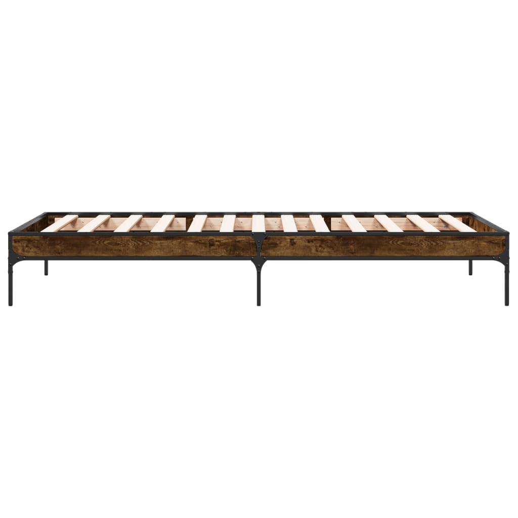 Sengeramme røkt eik 90x200 cm konstruert tre og metall