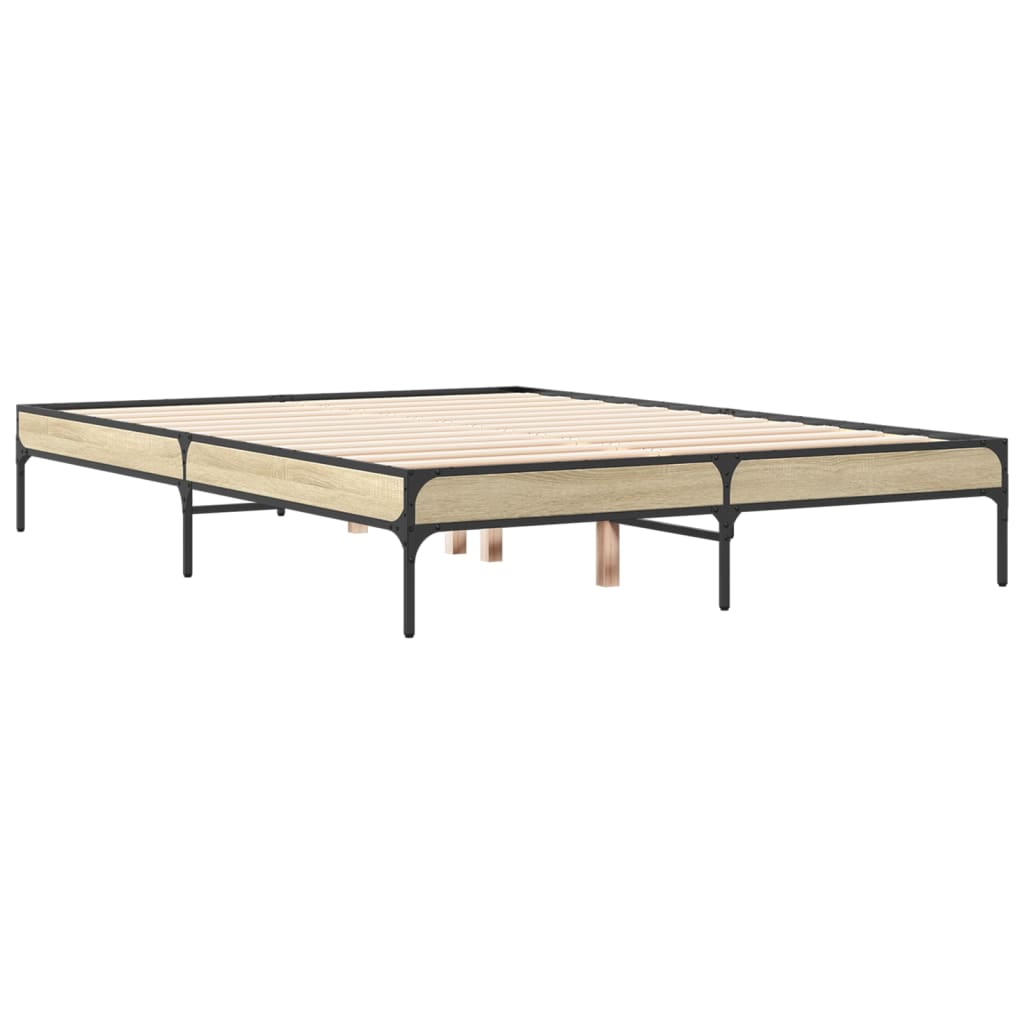 Sengeramme sonoma eik 140x190 cm konstruert tre og metall
