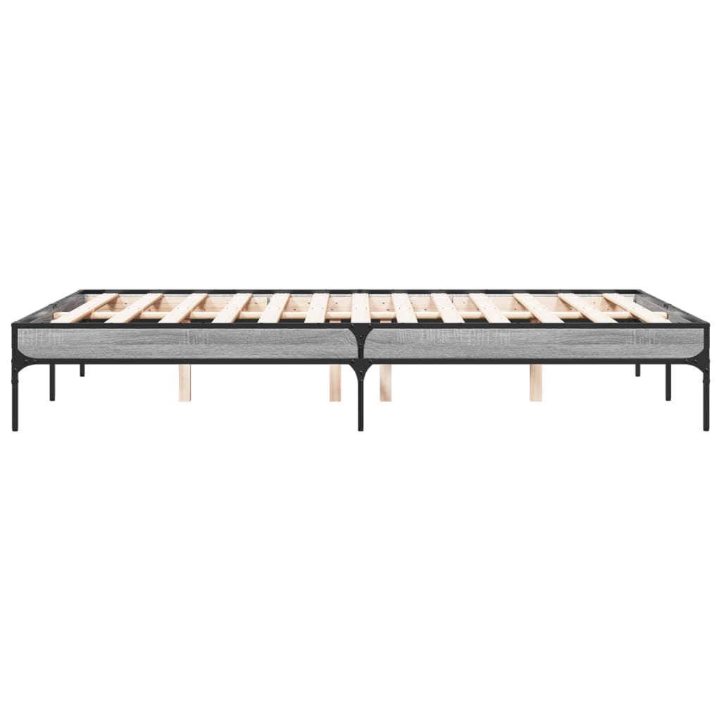Sengeramme grå sonoma 140x190 cm konstruert tre og metall