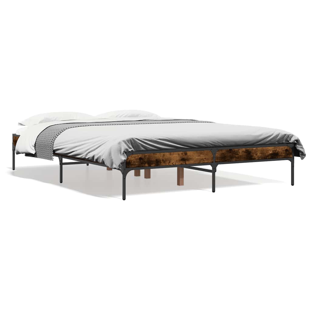 Sengeramme røkt eik 135x190 cm konstruert tre og metall