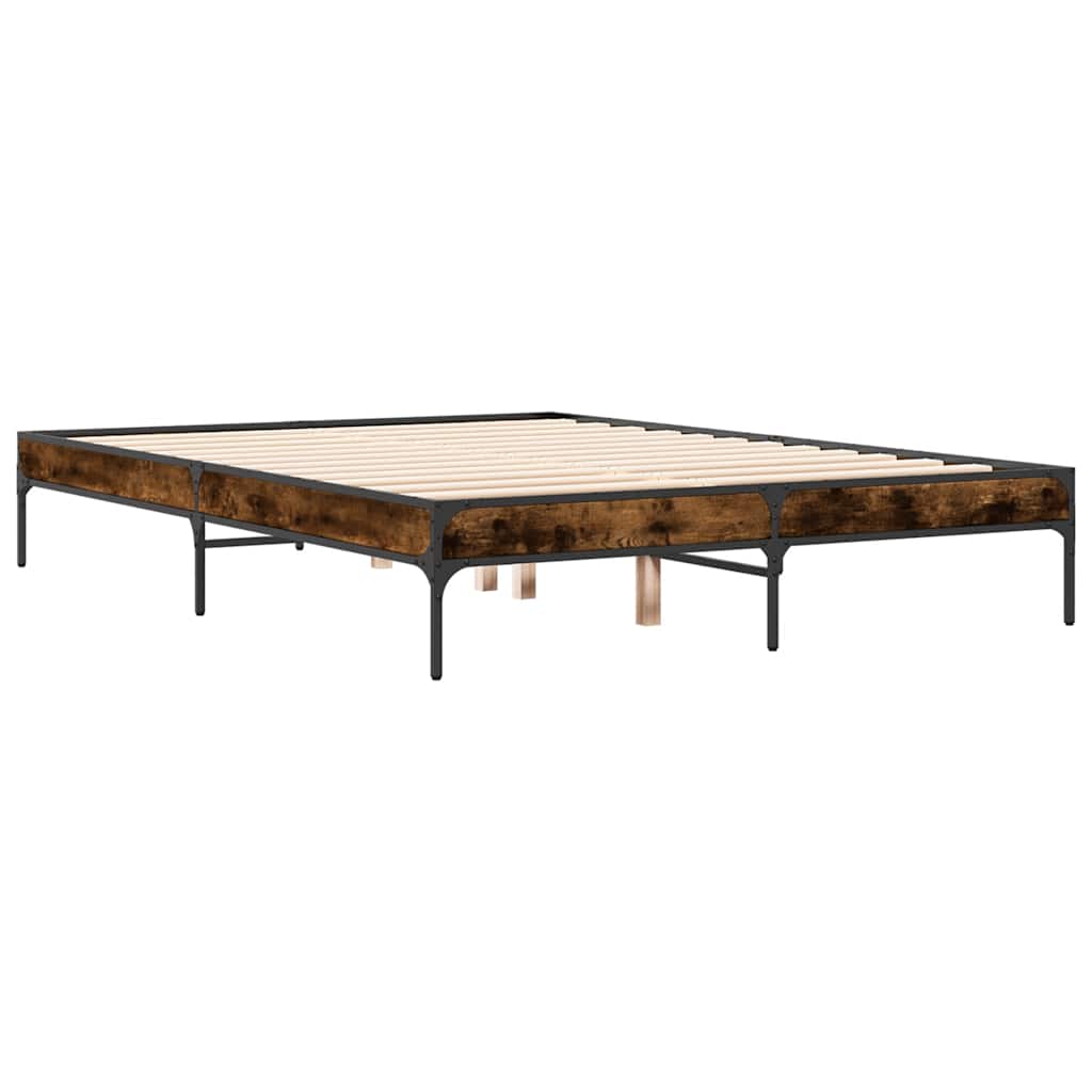 Sengeramme røkt eik 135x190 cm konstruert tre og metall