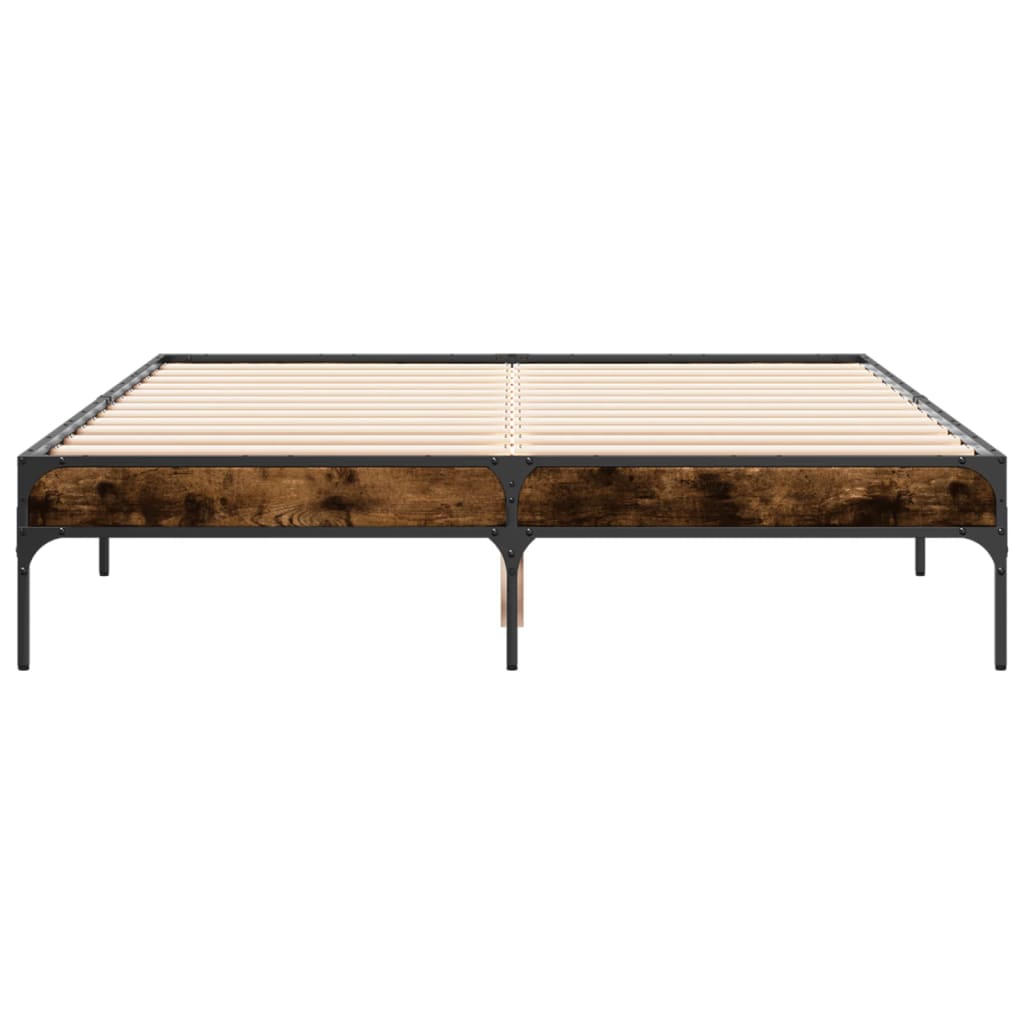 Sengeramme røkt eik 135x190 cm konstruert tre og metall