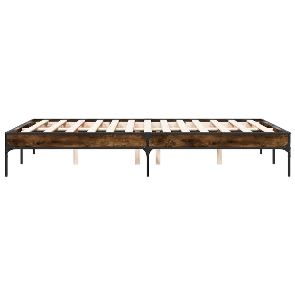 Sengeramme røkt eik 135x190 cm konstruert tre og metall