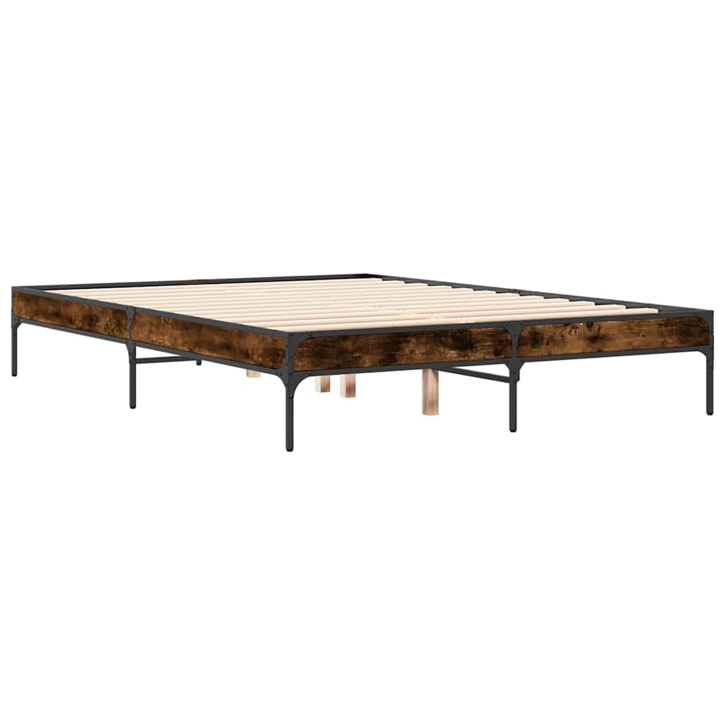 Sengeramme røkt eik 135x190 cm konstruert tre og metall