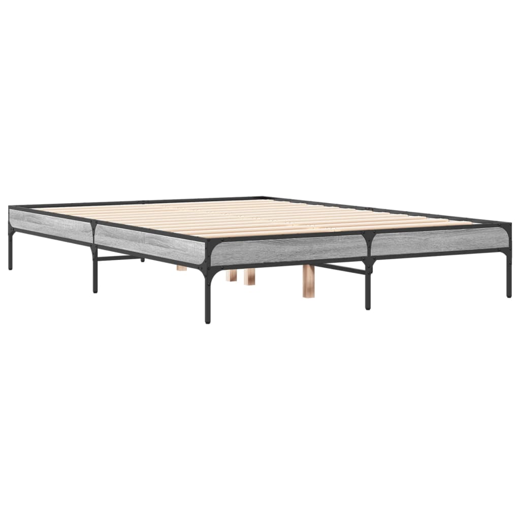 Sengeramme grå sonoma 120x190 cm konstruert tre og metall