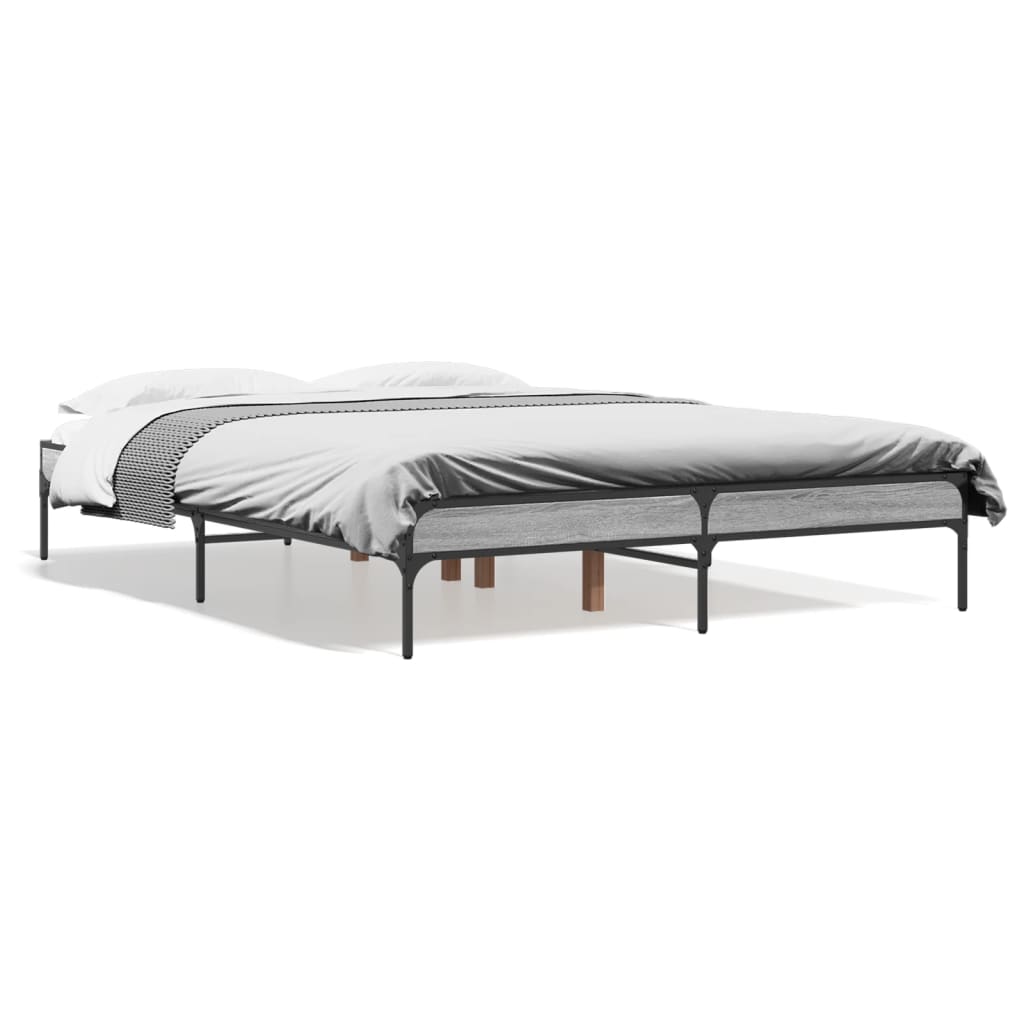 Sengeramme grå sonoma 120x190 cm konstruert tre og metall