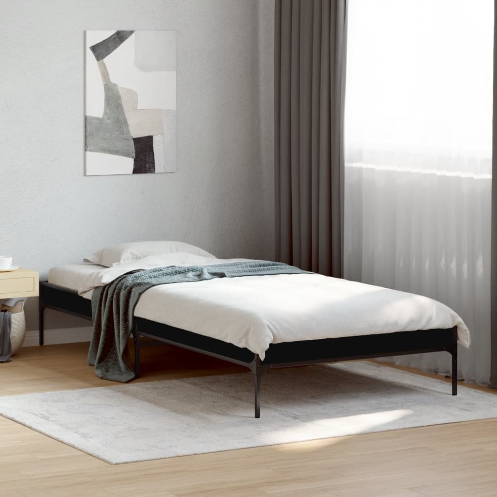 Sengeramme svart 90x190 cm konstruert tre og metall