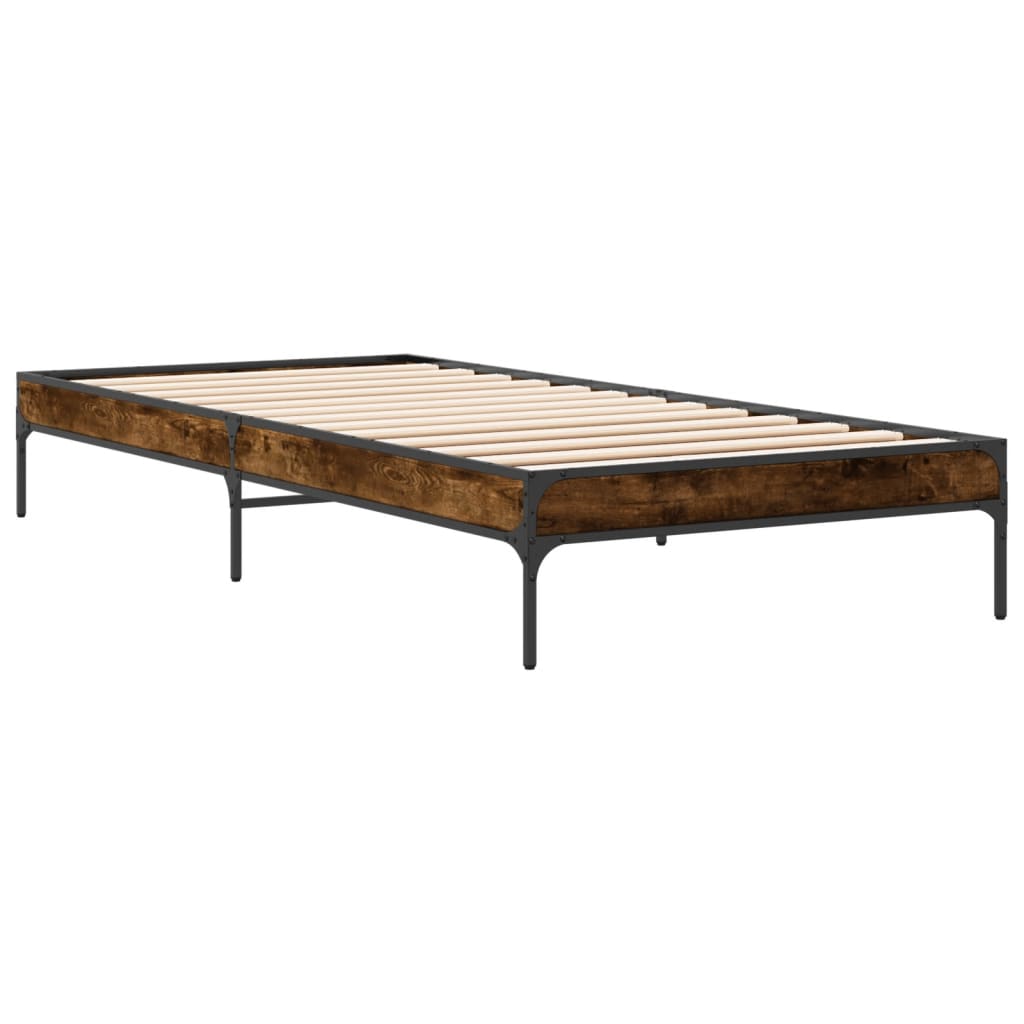 Sengeramme røkt eik 90x190 cm konstruert tre og metall