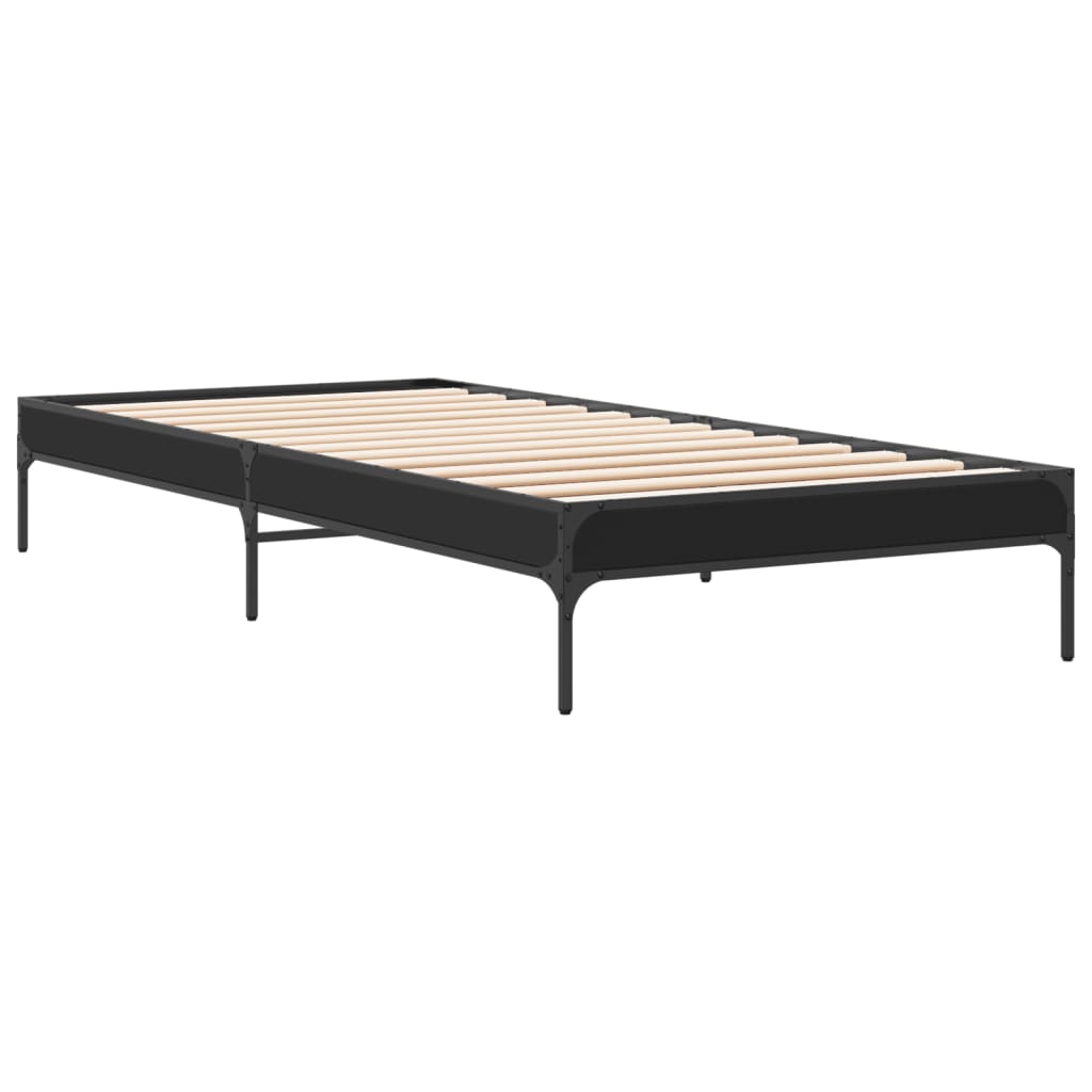 Sengeramme svart 75x190 cm konstruert tre og metall