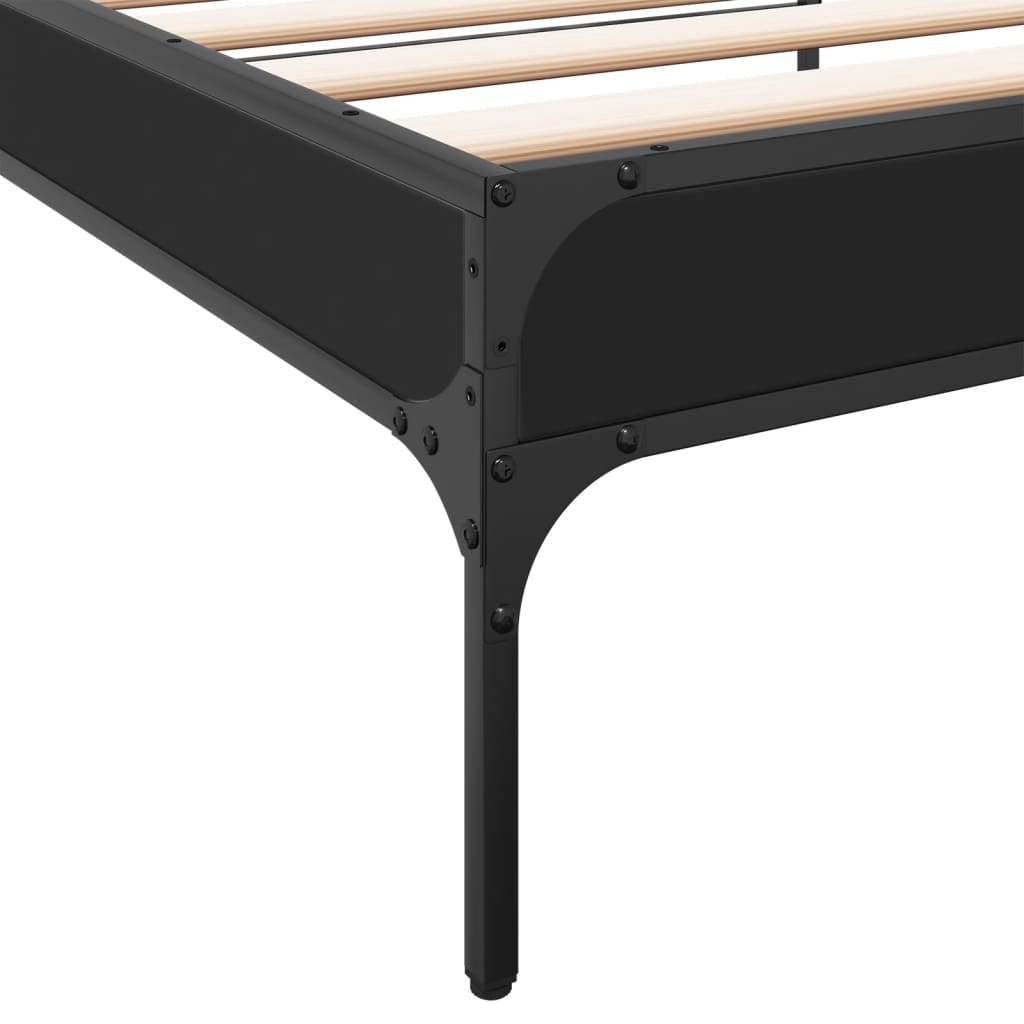 Sengeramme svart 75x190 cm konstruert tre og metall
