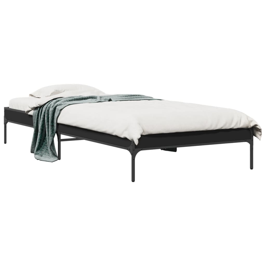 Sengeramme svart 75x190 cm konstruert tre og metall