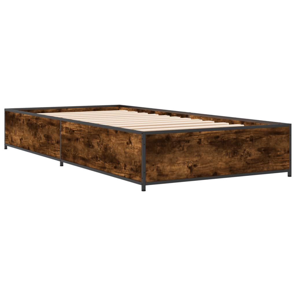 Sengeramme røkt eik 100x200 cm konstruert tre og metall