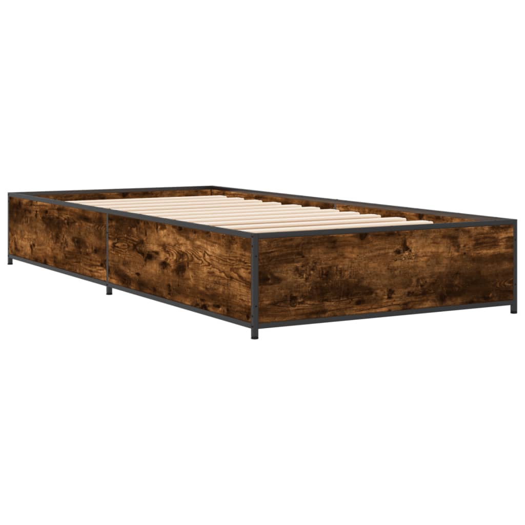 Sengeramme røkt eik 100x200 cm konstruert tre og metall